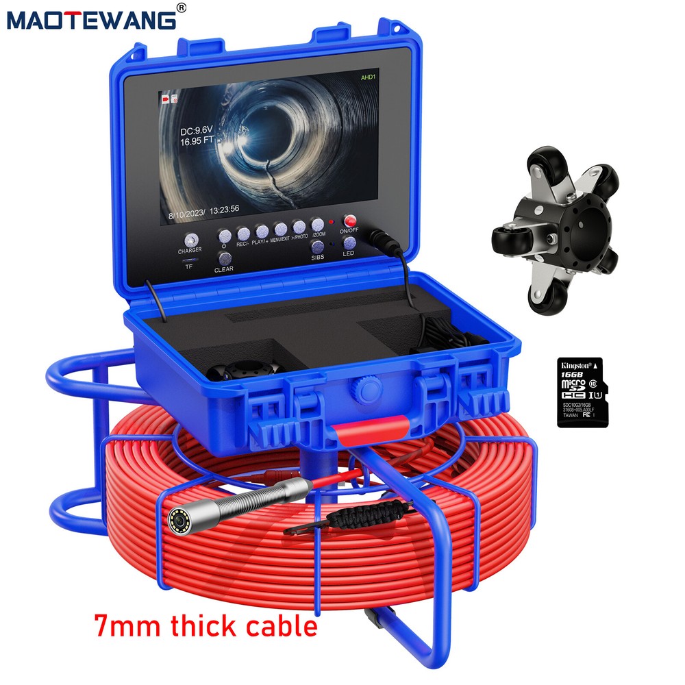 9inch Sewer Camera 50m/164ft Pipe Inspection Camera w/ 512hz Self-leveling 720p