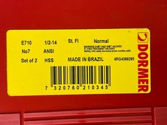 Set Of 2 Dormer E710 1/2&prime;-14 NPT Normal Pipe Tap Thread Tap High Speed Steel