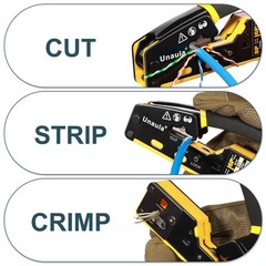 RJ45 Crimp Tool Pass Through Ethernet Crimper Kit Compact, Black & Yellow