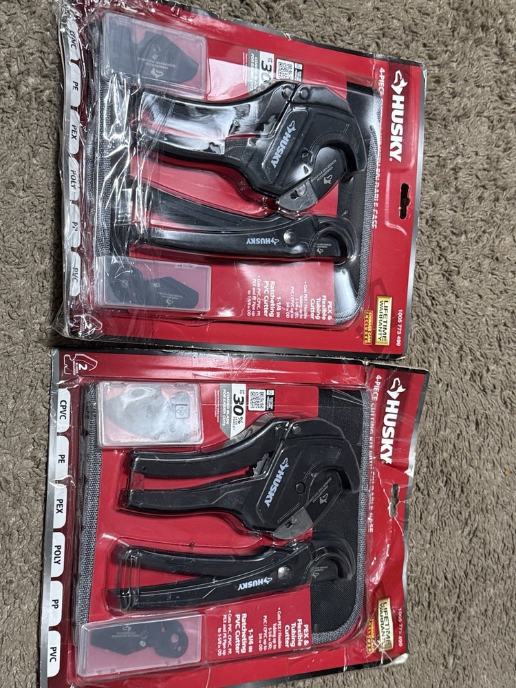 2X Husky 4Piece PVC Cutting Kit with Foldable Pouch and Replacement Blades 90279
