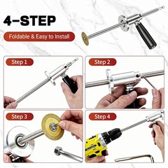 Inside Pipe Cutter for PVC Pipe Cutter, with Handle and 4 Diamond Grit Cutting W