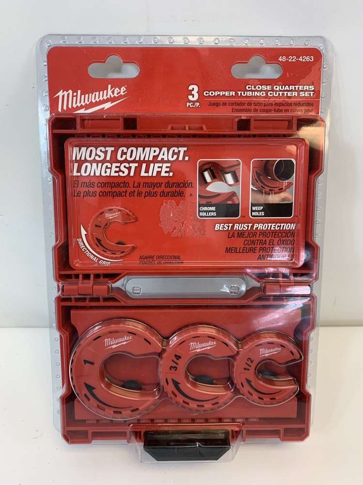 NEW Milwaukee 48-22-4263 3 Piece Close Quarters Tubing Cutter Set