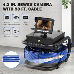 Zelcan Sewer Camera 4.3 In LCD Monitor 98FT/30M HD Drain Pipe Inspection Camera