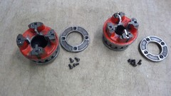 Two Ridgid 12-R 1&Prime; & 1 1/4&Prime; Ratchet Pipe Threader Die Heads