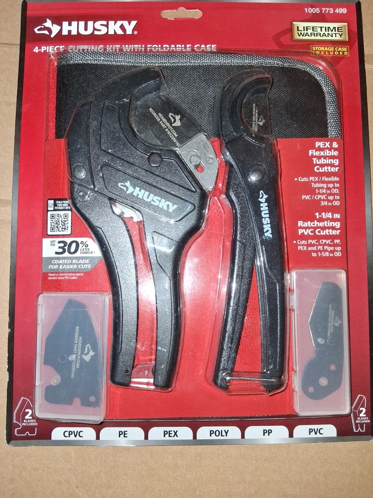 HUSKY 1005 773 499 4-PIECE CUTTING KIT WITH FOLDABLE CASE LIFETIME WARRANTY