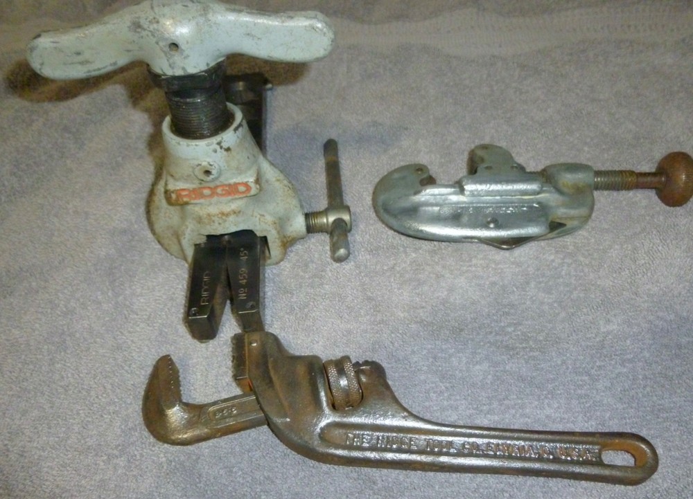 Ridgid Flaring tool, Ridgid #15 cutter, Ridgid E8 Offset pipe wrench, Plumbing