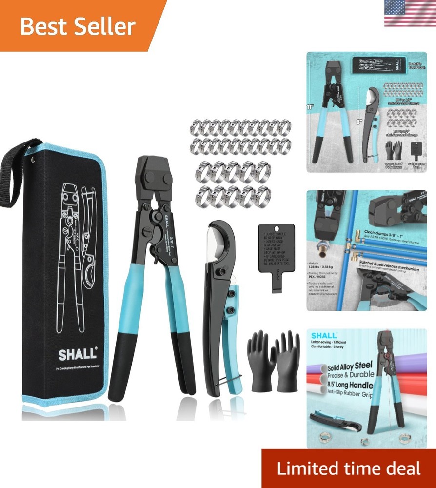 Complete Pex Crimping Tool Set &ndash; Includes Hose Cutter, Clamps & Storage Bag