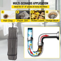 VEVOR Drain Cable Sewer Cable 100Ft 3/8In Drain Cleaning Cable Auger Snake Pipe