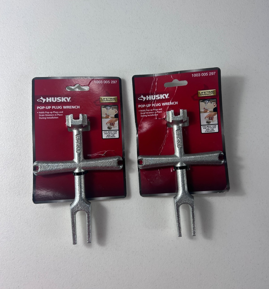 Lot of 2 Husky Pop-Up Plug Wrench Dual End Plumbing Tool Sink Drain Install NEW
