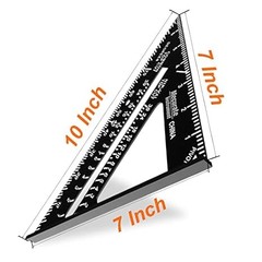 Mecurate 7&Prime; Rafter Square &ndash; Heavy-Duty Die-Cast Aluminum Tool for Carpentry