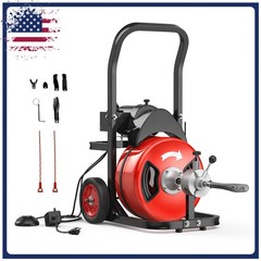 100Ft X 1/2 Inch Cable Portable Electric Drain Cleaner 370W Sewer Snake Machine
