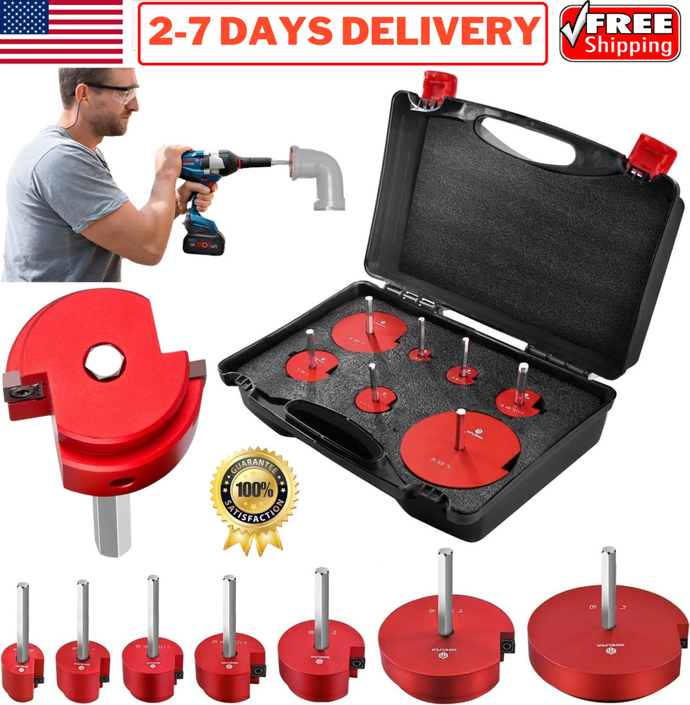 7pcs PVC Pipe Reamer Kit PVC Fitting Plastic ABS Socket Saver for 1/2&Prime; Drills