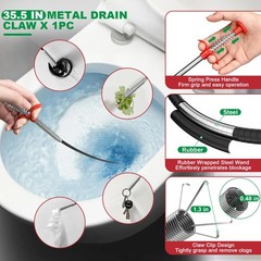Drain Snake 18 Set with Clog Remover and Steel Drain Brush