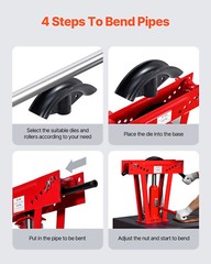 Hydraulic Pipe Bender 12 Ton Manual Pipe Bending Tool with 6 Dies