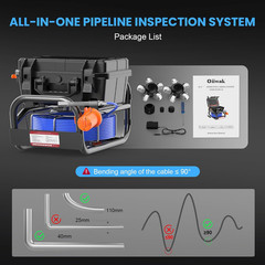 10.1&Prime; 1080P Sewer Camera with 165FT Cable, IP68 Waterproof, DVR Recorder