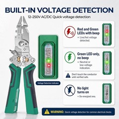 2026 New 16-IN-1 Foldable Wire Stripping Pliers, Rechargeable 12-250V AC/DC Test