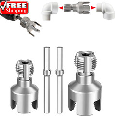 PVC Pipe Threader Kit, 3 Piece Set, 1/2&Prime; 3/4&Prime; NPT Sizes, Dual-Function Internal