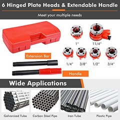 Ratchet Pipe Threader Kit 6 Dies 1/4 3/8 1/2 3/4 1 1-1/4 Inch with Storage Case
