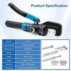 Hydraulic Crimping Tool with 13 Dies, 10 Ton Battery Cable Crimper Tool & Wire R