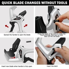 Heavy Duty Ratchet PVC Pipe Cutter &ndash; Cuts 3&Prime; Pipes, One-Click Blade Replacement,