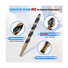 HIGHFIRE 29 Pieces HSS Stepped Point Drill Bit Set 1/16&Prime;-1/2&Prime;, &hellip; USA FAST SHIP