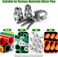 3PCS PVC Pipe Threader Tool，Integrated Internal & External Pipe Threading Tool