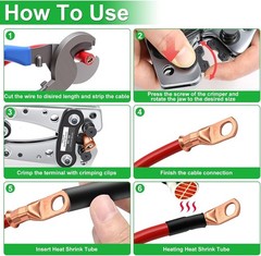 /Battery Cable Lug Crimping Tool Kit With 230PCS Battery Cable Ends AWG 8 6 4 2