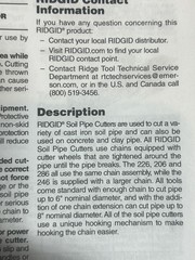 ridgid 69982 Model 226 In soil , 1-1/2&Prime; &ndash; 6&Prime; Chain Pipe Cutter/ Breaker