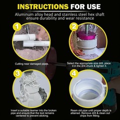 8Pcs PVC Pipe Reamer Kit &ndash; Complete Set for 1/2&Prime; Drills, Fits 1/2&Prime;-4&Prime; Pipes, Ide
