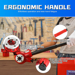 Pipe Threader Ratchet Kit， Manual Ratcheting Pipe Threading Tool Set with 3 NPT
