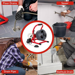 Drain Cleaner Machine 50Ft X 5/16 Inch, Electric Drain Auger Professional, Foot