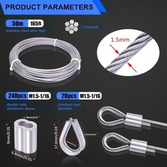Wire Rope Crimping Tool for 2.2mm, Includes 240PCS 1/16&rdquo; Aluminum Loop Sleeves