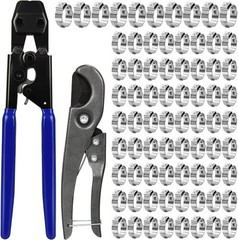 PEX Cinch Clamp Tool Kit, 3/8&Prime; to 1&Prime; PEX Pipe Clamp Cinch Tool with 30 Pcs 1/2&Prime;