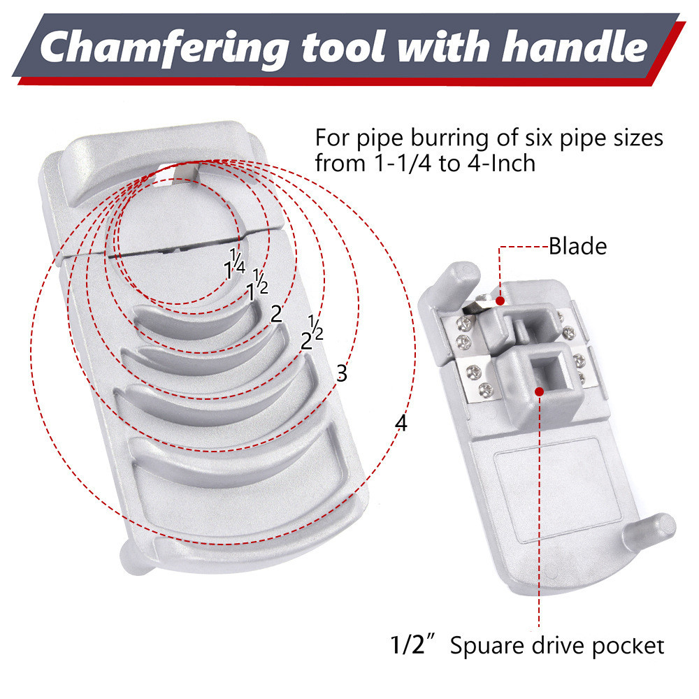 Pipe Chamfering Tool Plastic Deburring Beveler 1-1/4 to 4 Inch PVC ABS 1/2 Drive