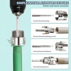 PVC Pipe Threading Tool Kit 3PCS 1/2 3/4 1in Internal External Threader