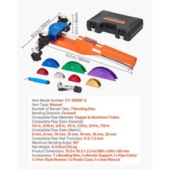 Uimoso Tubing Bender Kit 1/4-7/8 In Ratcheting Pipe Bender with Aluminum Design