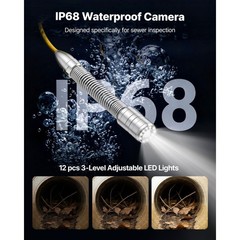 WiFi Sewer Camera 164ft Drain Pipeline Inspection, 12 LED Lights