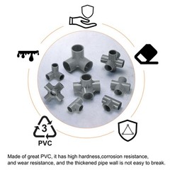 4 Set 6 Way Pipe Fittings 1/2&Prime; Elbow Pipe Connector Build Grade 90 Degree Grey