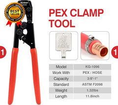 KIT-1096D PEX Clamp Tool Kit for 3/8 to 1 Inch PEX Cinch Clamps with 20Pcs 1/2