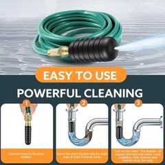 3PCS Drain Bladder Kit Water Powered Pipe Cleaner Fits Drain Clog Remover
