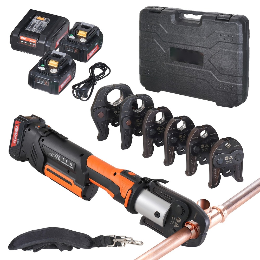 Pro Press Tool Pipe Crimping Kit Press Tool Battery Kit with 6 Jaws