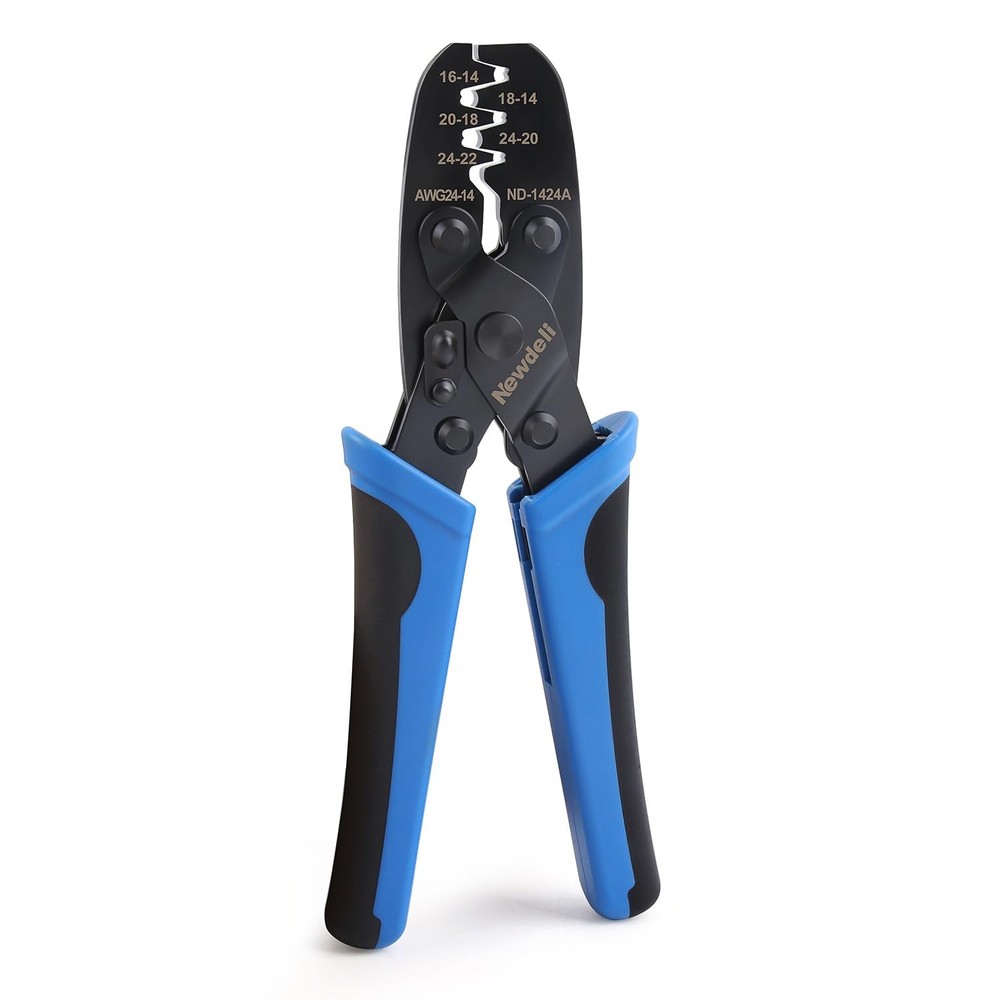 Newdeli Molex Crimper 24-14 AWG Non-Insulated Open Barrel AWG, Blue