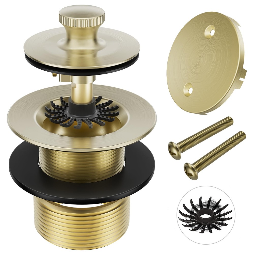 Brushed Gold Tub Drain Stopper Bathtub Drain, Hair