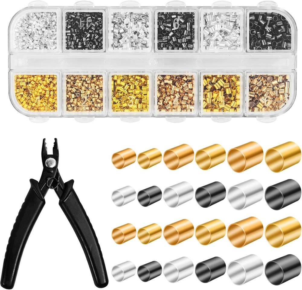 2200 Crimp Beads for Jewelry Crafting &ndash; 4 Colors & 3 Sizes &ndash; Bracelet Making Kit
