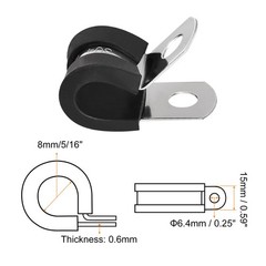 20Pcs 5/16&Prime; Cable Clamp R Shape Stainless Steel Rubber Cushioned Pipe Strap