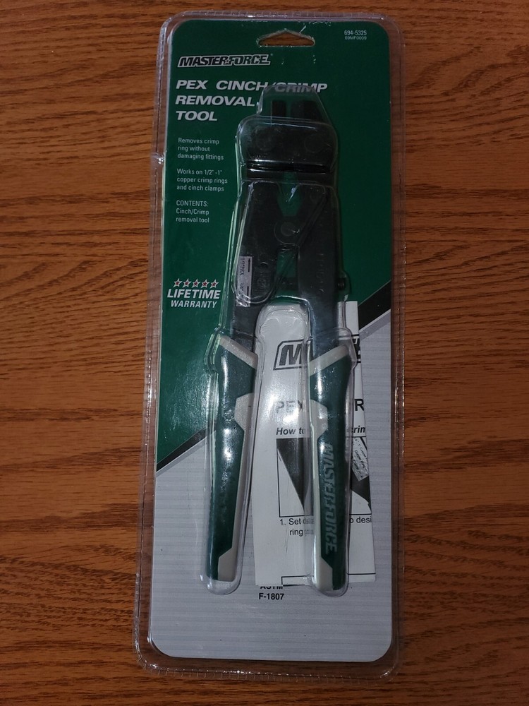 Masterforce PEX Cinch Clamp Crimp Removal Tool 694-5325 NEW 1/2&Prime;- 1&Prime; Plumbing
