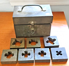 Early 1900s Misc NYE & Crown Conduit Pipe Threading Skip Tooth Square Dies w Box