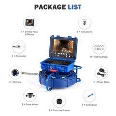 9&Prime; Self-Leveling Sewer Camera w 512Hz 230ft/70m Digital Length Counter 32GB IP68