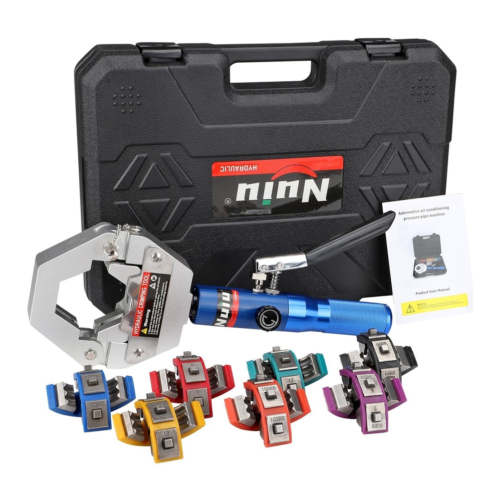 Nuiu FS-7842A Hydraulic Hose Crimper Kit &ndash; 8T 17 inches x 12.6 inches, Blue