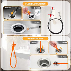 33 Ft Drain Snake Auger with Drill Adapter, Plumbing Snake Hair Clog Remover